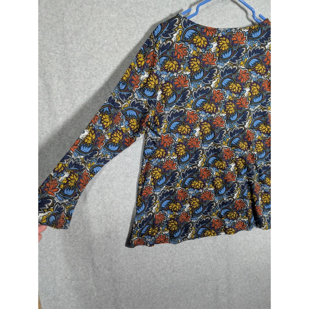 Susan Graver Floral Top Womens XL Paisley Bell‎ Sleeve Boho Colorful Office - Picture 3 of 13